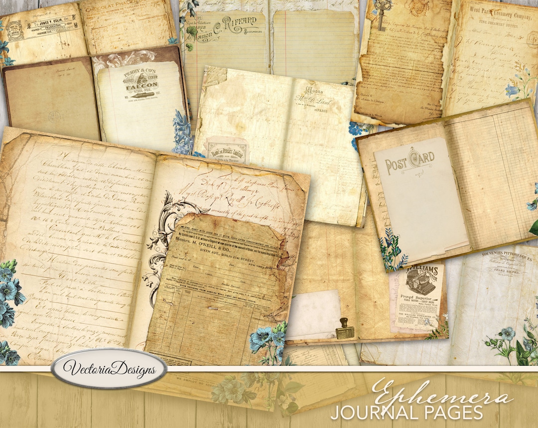 Ephemera Journal Pages, Printable Journal Pages, Digital Journal Pages ...