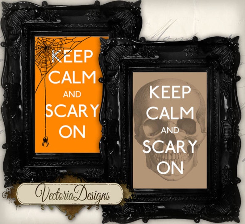 Halloween Printable, Keep Calm Scary On, Halloween Decor, Halloween Tags, Halloween Labels, Instant Download, Halloween Images 000225 image 1