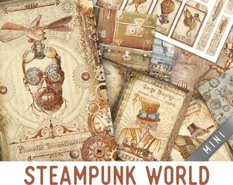 Steampunk World Crafting Printables Kit MINI, Steampunk Embellishments, Steampunk Journal Kit, Digital, Craft Kits, Printable Journal 002951