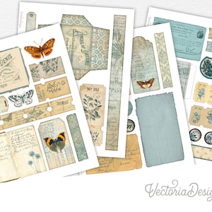 Teal Memories Crafting Printables Kit, Paper Embellishment, Scrapbook Supplies, Embellishment Sheets, Craft Supplies, Paper Pack DIY 002430