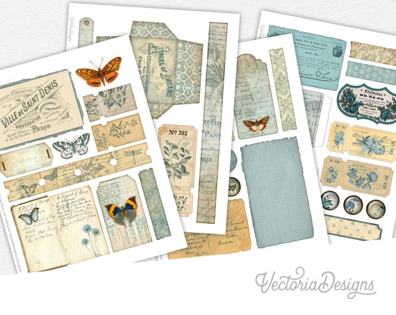 Teal Memories Crafting Printables Kit, Paper Embellishment, Scrapbook Supplies, Embellishment Sheets, Craft Supplies, Paper Pack DIY 002430