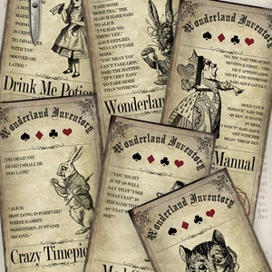 Alice in Wonderland Inventory Labels Printable Alice in Wonderland Labels Digital Download Instant Download digital collage sheet 000757 image 3