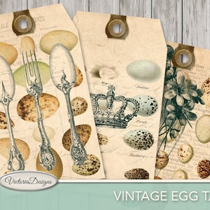 Easter Printables, Vintage Eggs Tags Easter, Paper Craft, Easter DIY, Easter Junk Journal, Easter Digital Download, Easter Egg Gift 000766