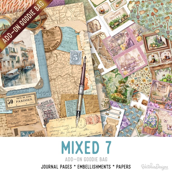 Mixed Theme Junk Journal Kits, Bundle with Add-ons - 003767