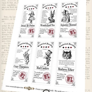 Alice in Wonderland Inventory Labels printable / save ink 000872 image 2