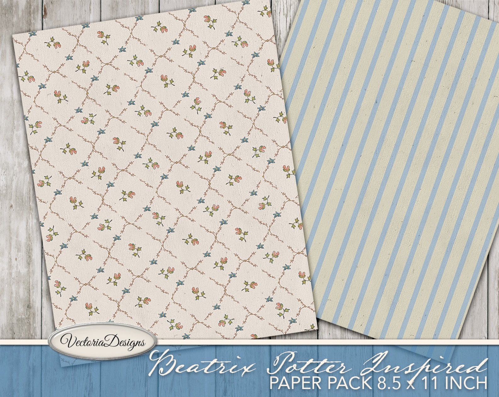Beatrix Potter Inspired Paper Pack 8.5 X 11 Inch Printable | Etsy