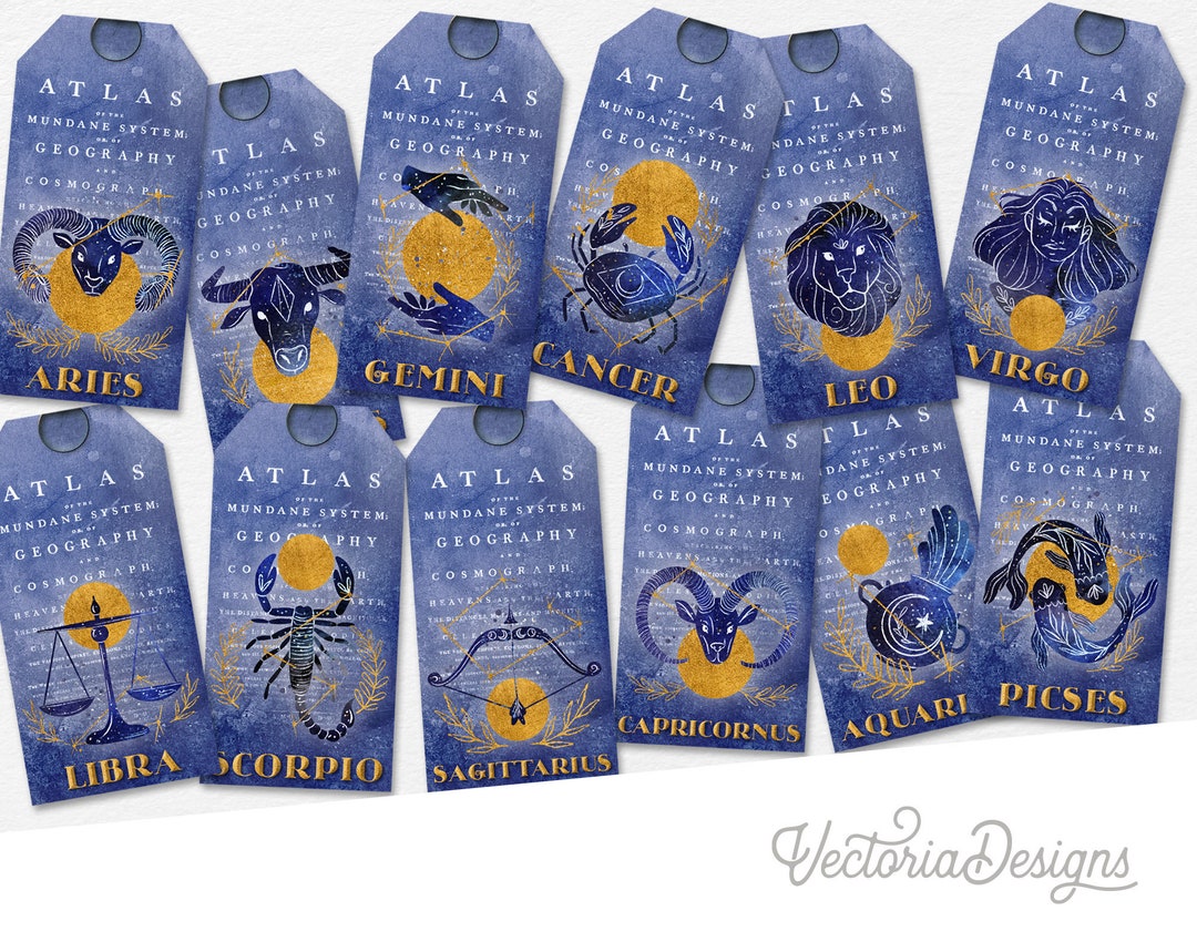 Zodiac Small Tags Printable Tags Astrology Embellishments Etsy