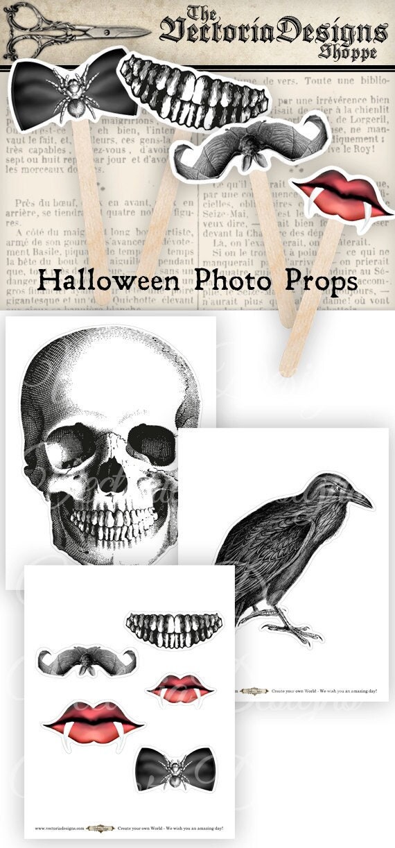 Halloween Photo Props Printable Halloween Embellishments Halloween 
