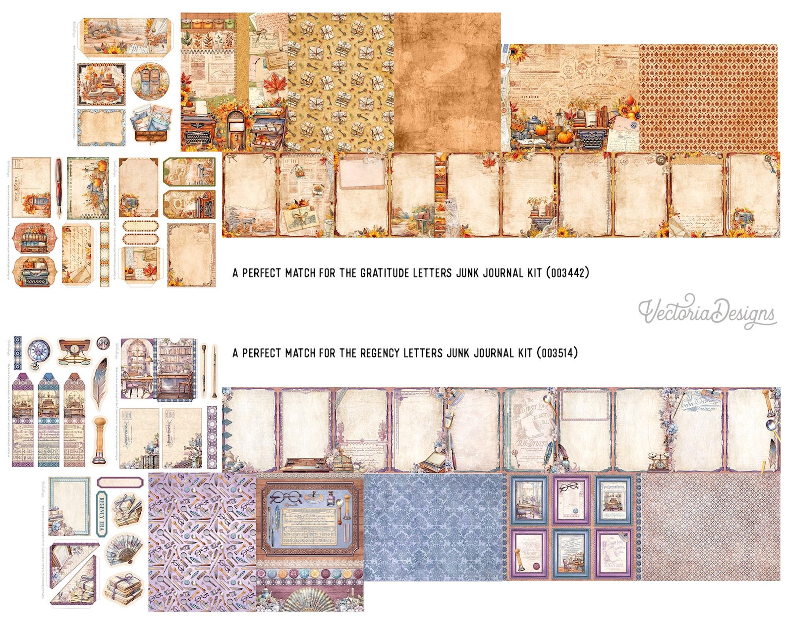 Mixed Theme Junk Journal Kits, Printable Bundle With Add-ons - 003623 ...