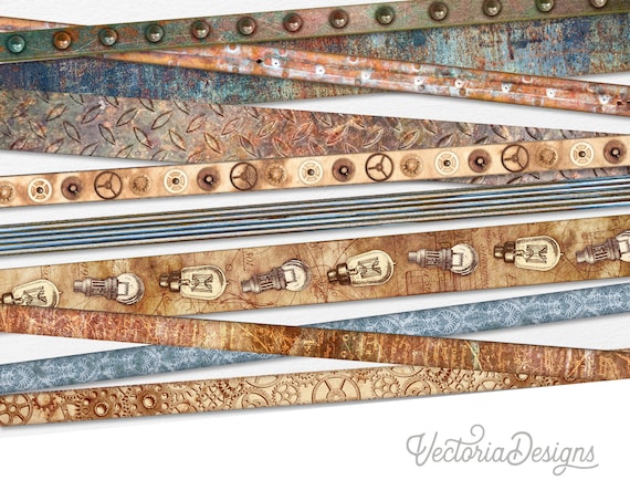 Steampunk Strips Steampunk Embellishments Scrapbooking Embellishments Steampunk Junk Journal Embellishments Junk Journal Ephemera - 002758
