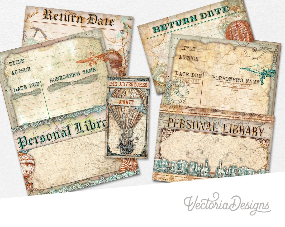 Traveler's Library Cards and Pockets Printable Library Cards DIY ...