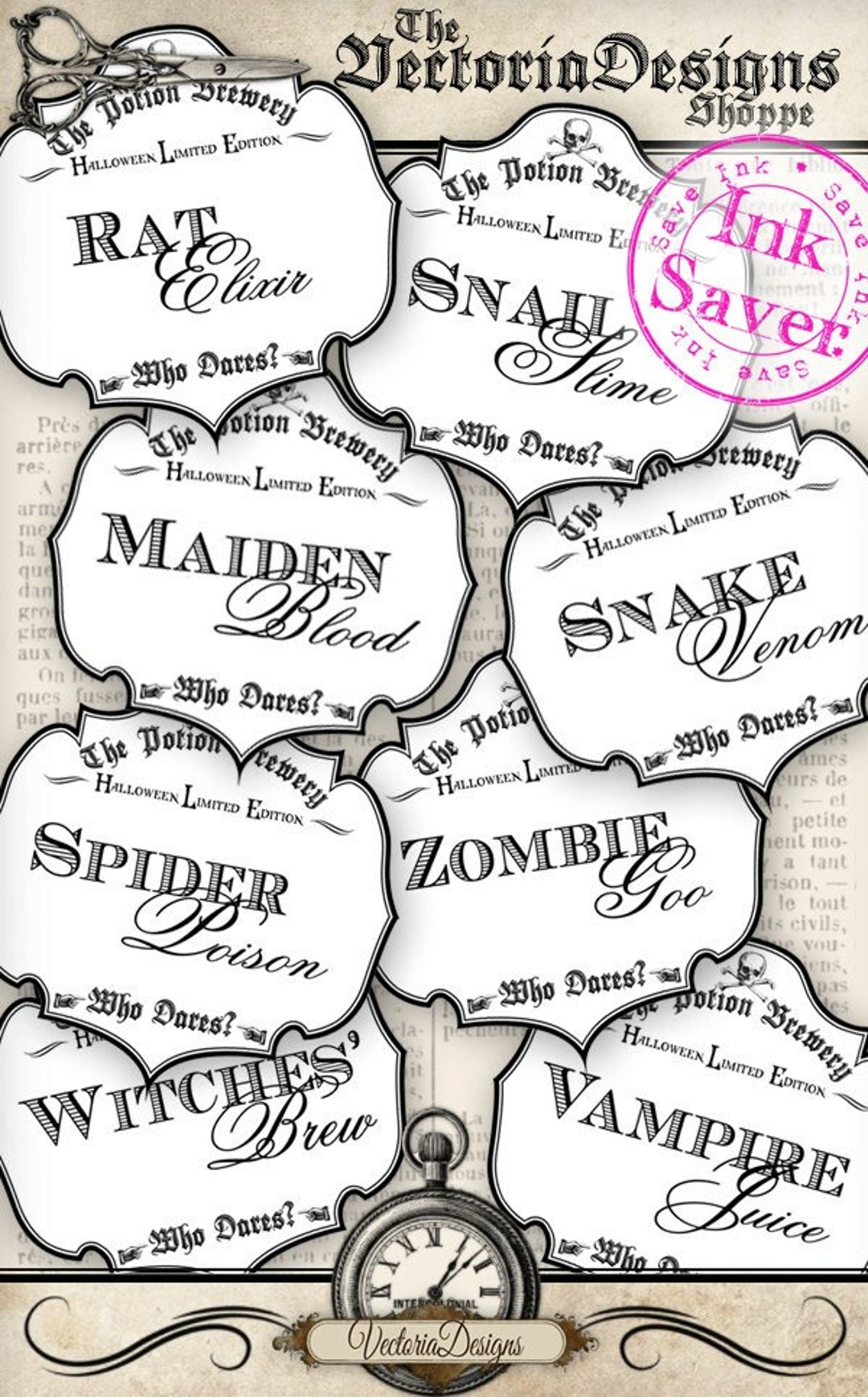 Halloween Drink Labels, Halloween Wine Labels, Halloween Labels ...