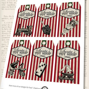 Santa Toy Shop Printable Christmas Cards in Vintage Style. Digital ...