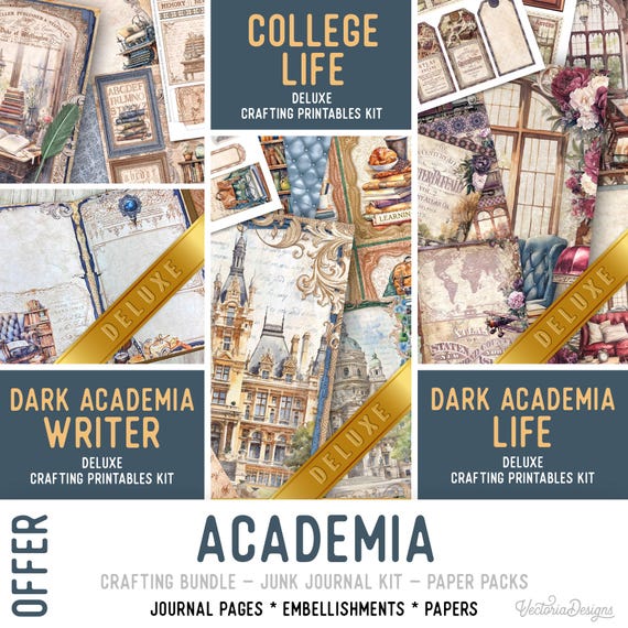 Academia Offer, Junk Journal Craft Printables (Pages, Papers and Embellishments) - 003835