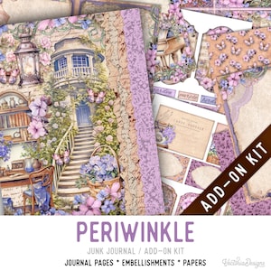 Periwinkle Junk Journal Kit ADD-ON, Printable Junk Journal Pages Journal Kit Craft kits Vintage Junk Journal 003762