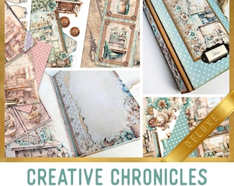 Creative Chronicles Junk Journal Kit DELUXE, Crafting Printables Kit Craft Embellishments Printable Craft Paper Craft Tutorial - 003643