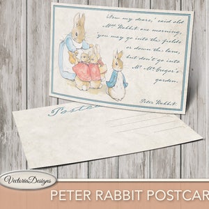 Peter Rabbit Postcards, Printable Postcards, Beatrix Potter Digital, Party Supplies, Digital Peter Rabbit Gift Tags, Scrapbook Sheet 001717 image 2