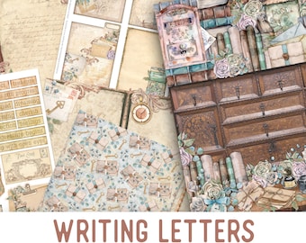 Writing Letters Junk Journal Kit, Writing Journal, Printable Junk Journal Kit, Craft kits, Printable Journal Pages, Digital Sheets - 002463