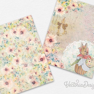 Peter Rabbit Paper Pack, Beatrix Potter, Digital Paper, Printable Paper Scrapbooking, Digital Wrapping Paper, Junk Journal Printable 001806 image 2