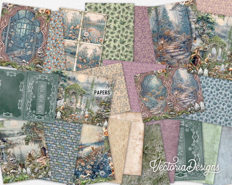 Secret Garden Junk Journal Kit – Printable Craft Pages, Embellishments ...
