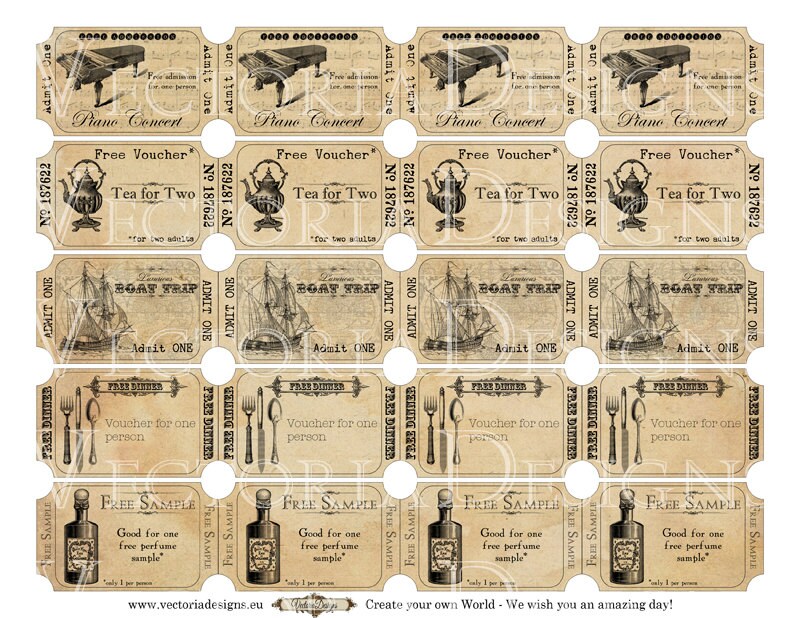 free tickets sample tickets printable images instant download etsy