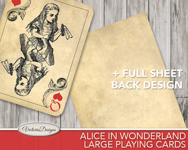Large Alice In Wonderland Playing Cards, Alice In Wonderland Decor, Printable Cards, Digital Cards, Wonderland Art, Digital Prints 000603 image 3