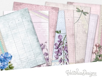 Junk Journal Printable, Ledger Paper, Vintage Junk Journal, Digital Ledger Paper, Journal Pages Downloads, Digital Scrapbooking 001727