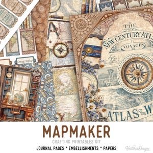 Mapmaker Junk Journal Kit (Standard) - Printable Journal Craft Kit - 003747