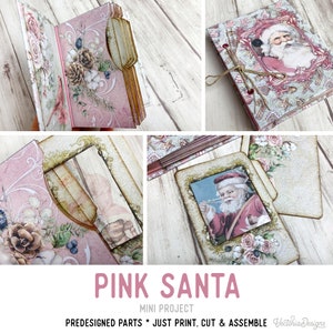 Pink Santa Mini Project Specimen Album Christmas Booklet Craft Kit Specimen Cards Christmas Specimen Card Holder Printable Craft Kit 003170