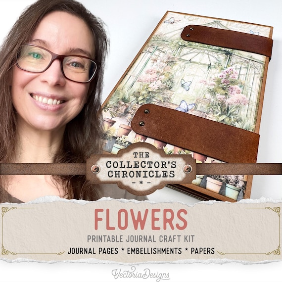 Flowers Junk Journal Kit (Standard) | Collector's Chronicles | Printable Pages, Papers, Embellishments for Crafting - 003793