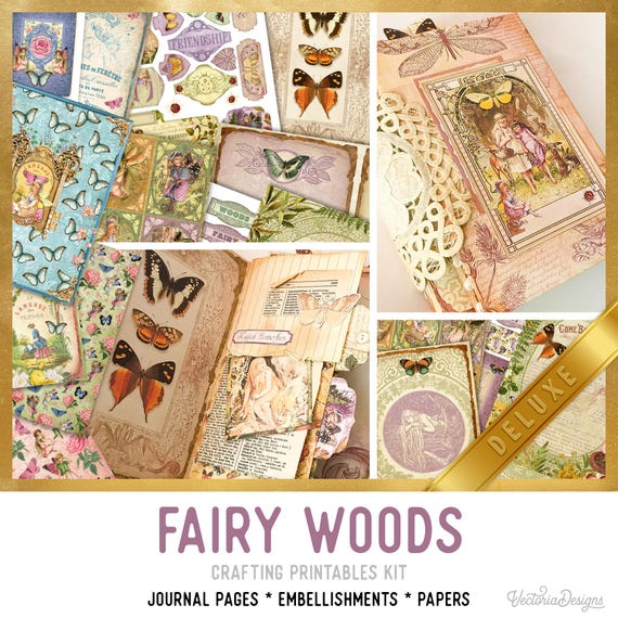 Fairy Woods Junk Journal Kit DELUXE - Printable Pages, Papers and Embellishments for Crafting - 002662
