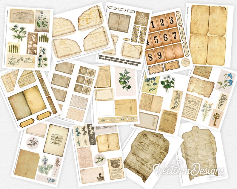 Mega Ephemera File Folders Junk Journal Kit, Digital Journal Kit, Junk Journal Supplies, Journal File Folders, Journal DIY, Kit 001948 image 7