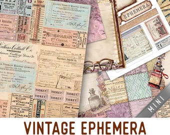 Vintage Ephemera Junk Journal Kit with Tutorial MINI version - 003871