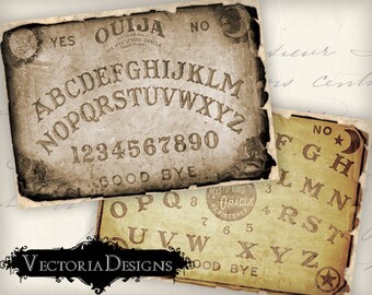 Ouija ATC vintage images occult digital background instant download printable collage sheet 000344