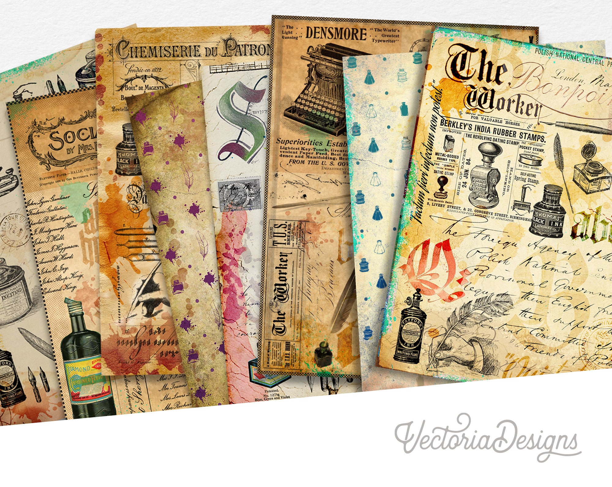 Vintage Writing Paper Pack, Decorative Paper Pack, Printable Paper Pack,  Wrapping Paper, Scrapbook Paper Pack, Vintage Paper Pack 002026 