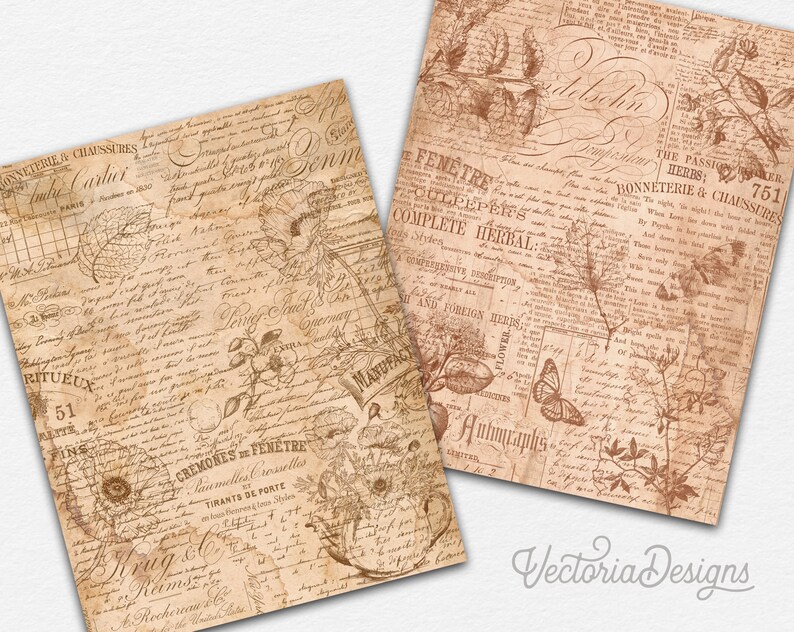 Floral Ephemera Paper Pack Printable for Scrapbook Lovers. - Etsy