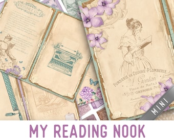 My Reading Nook MINI Crafting Printables Kit, Reading Junk Journal, Books Embellishments, Book Paper, Craft Kits DIY Reader Gift - 002917