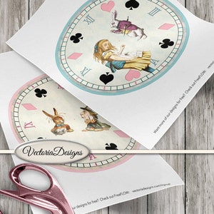 Alice in Wonderland Clocks Printable Diy Paper Crafting Craft Clock ...