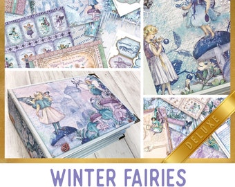 Winter Fairies DELUXE Crafting Printables Kit, Fairy Junk Journal, Fairy Embellishments, Printable Journal, Mini Album Tutorial - 002809