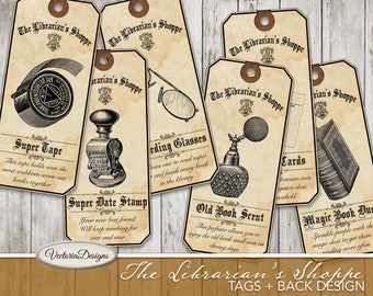 The Librarian's Shoppe Tags printable tags paper crafting library scrapbooking junk journal papers backgrounds digital download - 001857