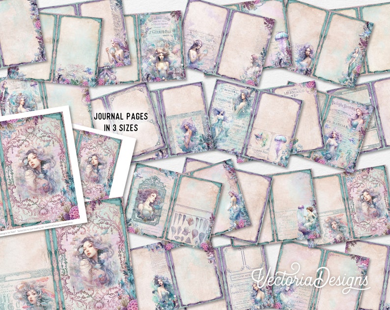 Mermaids Junk Journal Kit DELUXE Mermaid Realms Crafting Printables Kit ...