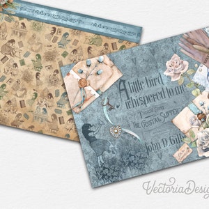 Book Lovers Horizontal Paper Pack, Printable Paper Pack, Landscape Paper Pack, Scrapbook Paper Pack, Decorative Paper, Digital Paper 002664 image 5