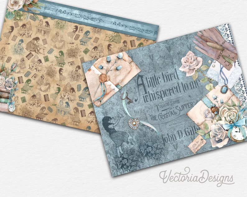 Book Lovers Horizontal Paper Pack, Printable Paper Pack, Landscape Paper Pack, Scrapbook Paper Pack, Decorative Paper, Digital Paper 002664 image 5