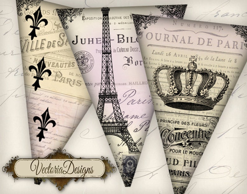 Pink Paris Banner Printable Party Banner Paris Party Vintage | Etsy
