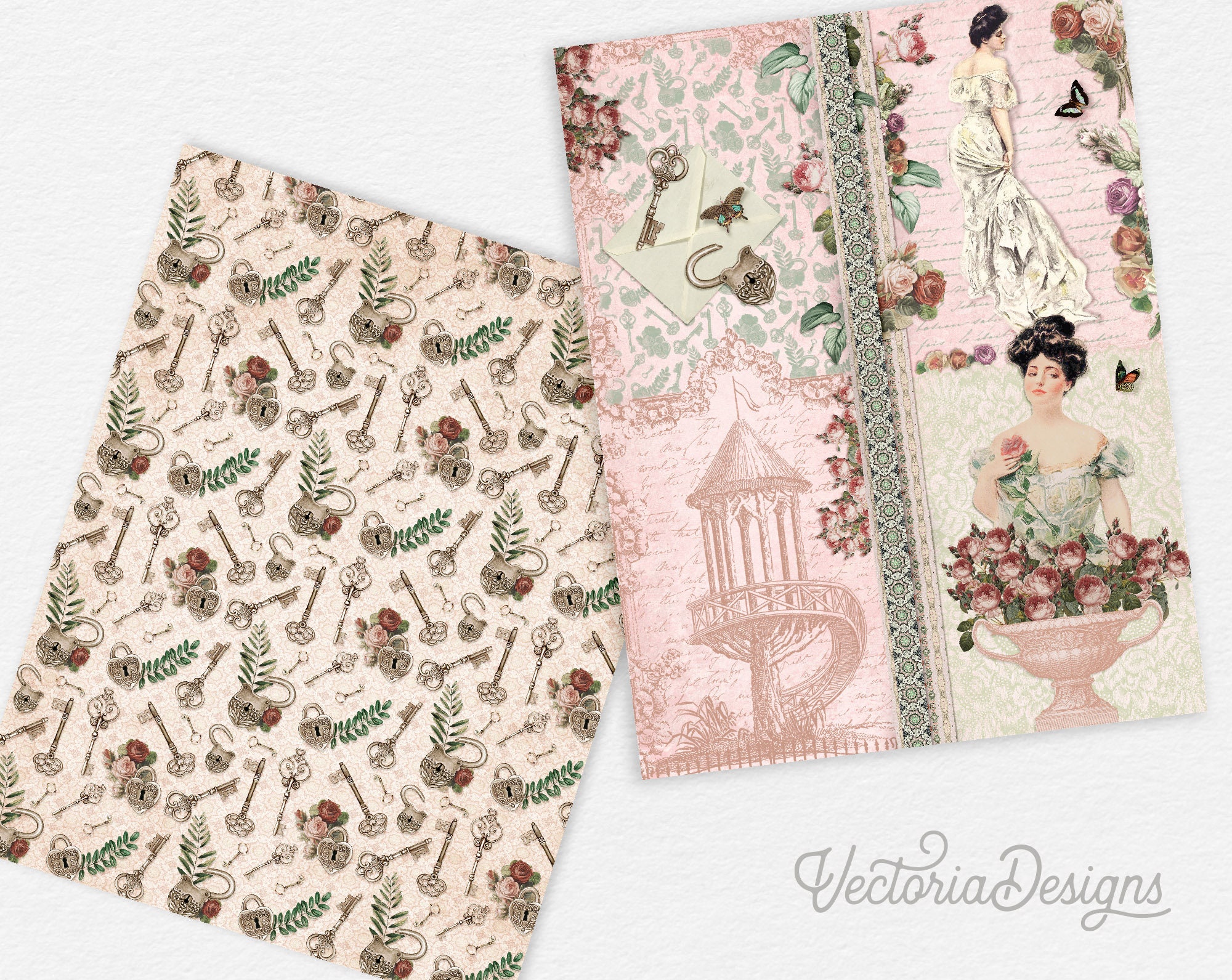 Secret Garden Paper Pack, Printable Paper Pack, Digital Paper