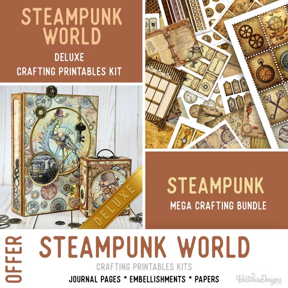 Steampunk World Offer, Junk Journal Craft Printables, (Papers, Pages and Embellishments) - 002952