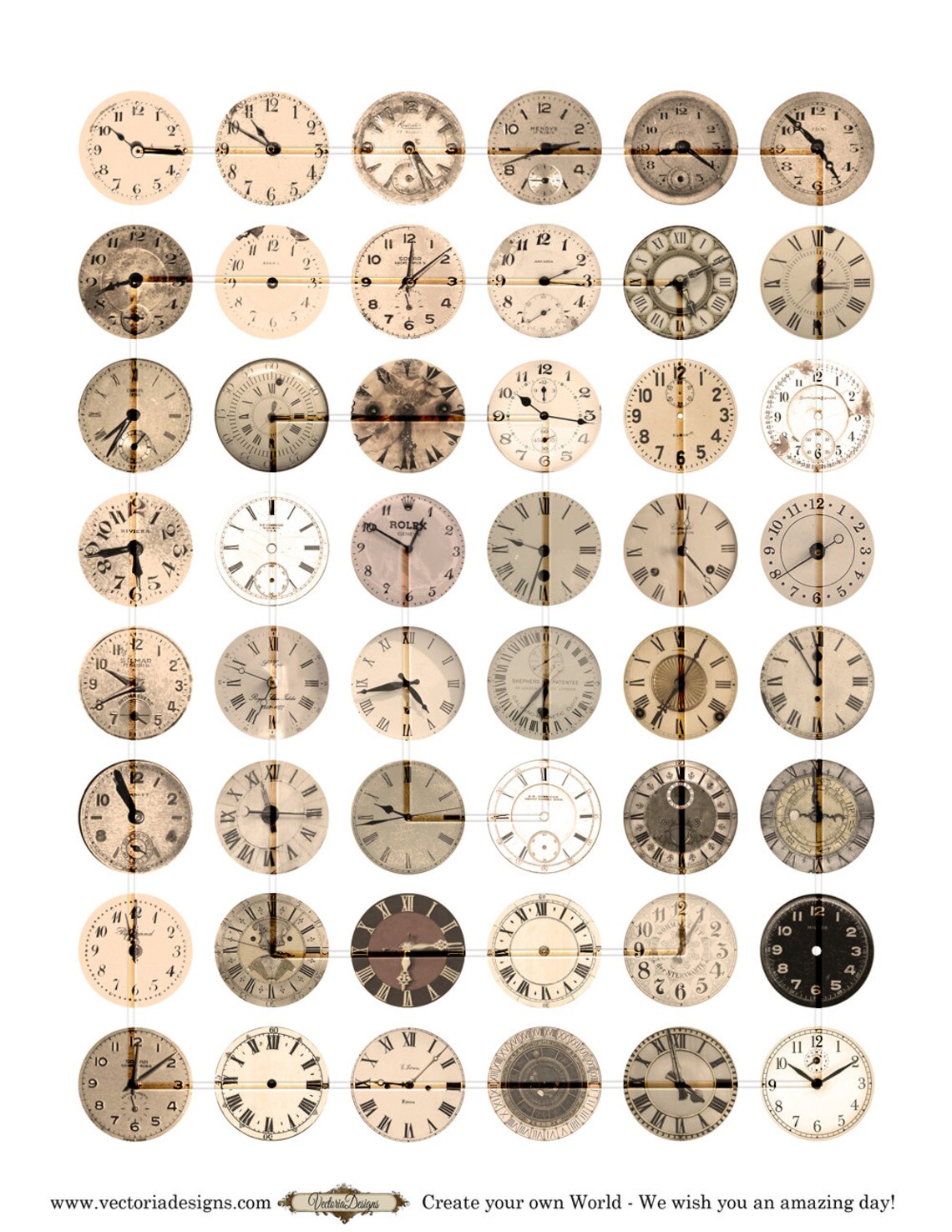 Clock Circles 1 inch / 16 mm / 14mm / 12mm VDCIVI0037 Etsy