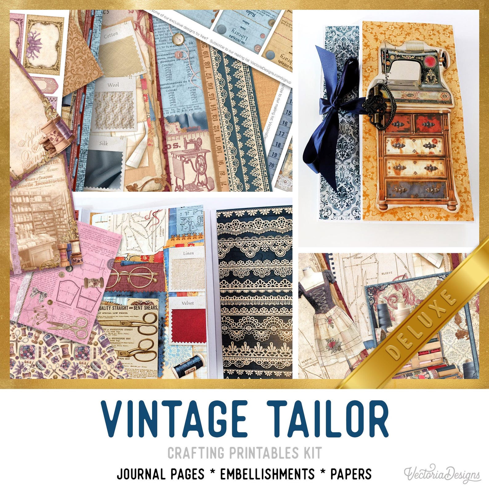 Vintage Tailor Junk Journal Kit (DELUXE) - Printable Pages, Papers and ...
