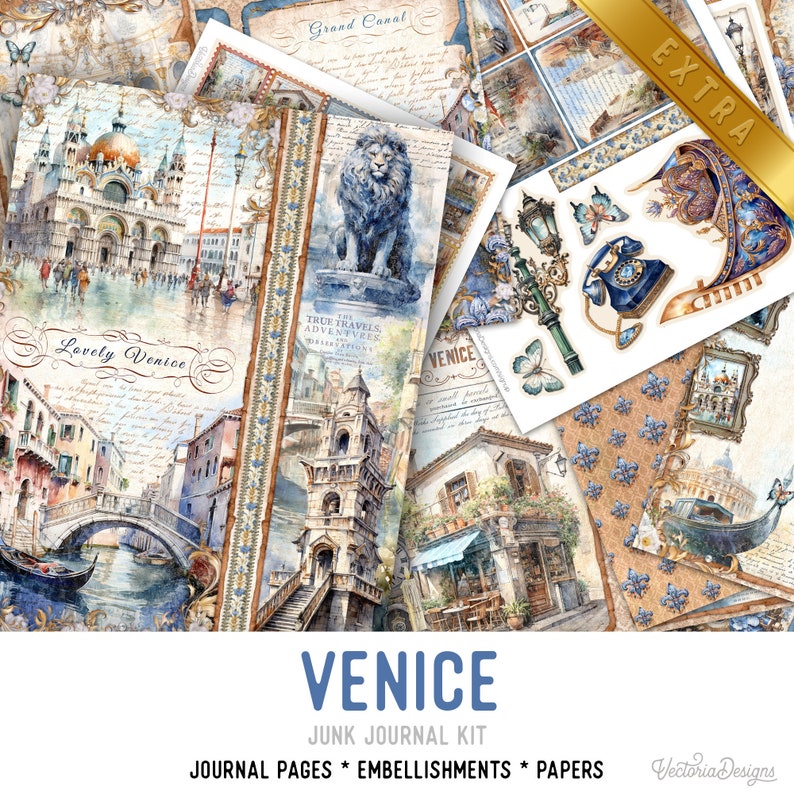 Kit de carnet de voyage boule vénitienne DELUXE, kit de créations imprimables pour le carnaval, décorations vénitiennes, kit de créations créatives en papier à imprimer 003298 image 6