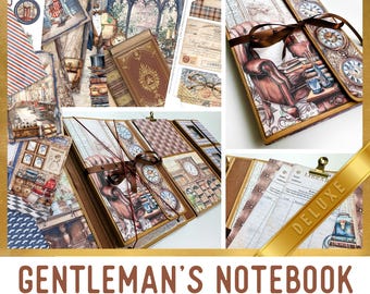 Gentleman's Notebook Junk Journal Kit DELUXE, Gentleman Junk Journal Crafting Printables Kit Embellishments Printable Paper Kit Craft 003475